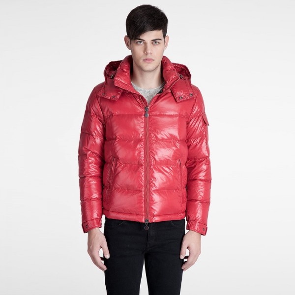 Moncler Corto Rosso Collare Mock semplice e Zipper Uomo caldi cappotti uscita